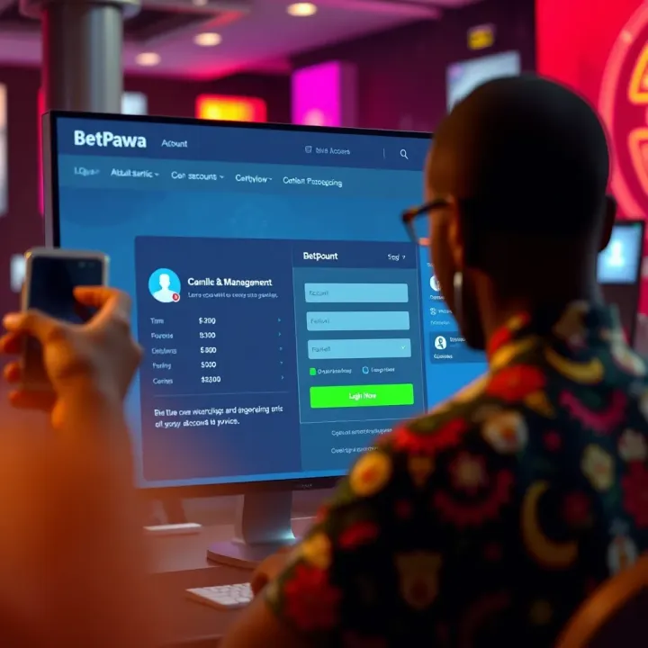 Customer service representative using headset and computer to assist with online betting inquiries