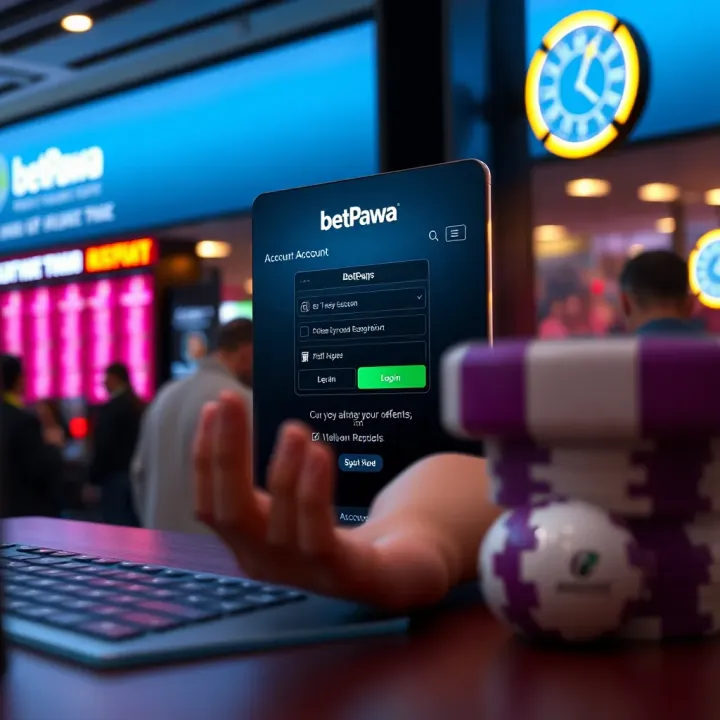 Illustration of a user interacting with Betpawa Shop Nigeria's digital betting interface showing payment options and betting features