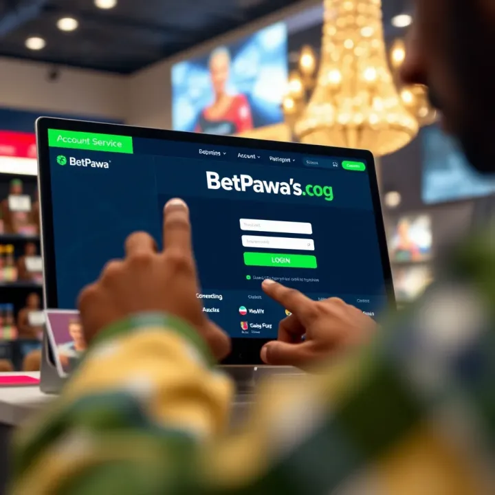 A well-organized BetPawa shop with a neon sign and betting slips on the counter