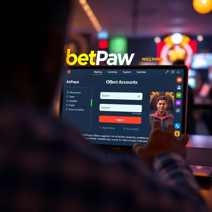 Smartphone showing the account setup screen on the BetPawa app with input fields for user details